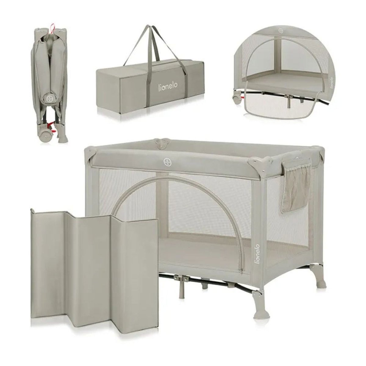 Lit parapluie bébé Laura compact 2 en 1 beige sand, LIONELO