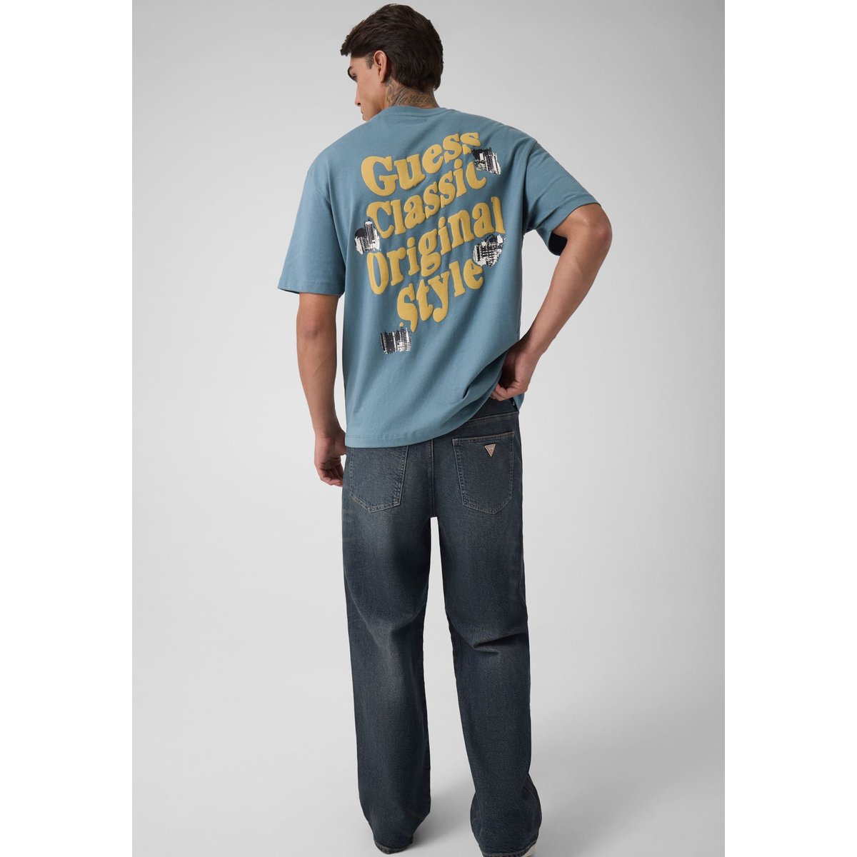 T-Shirt Avec Logo Imprimé bleu, GUESS