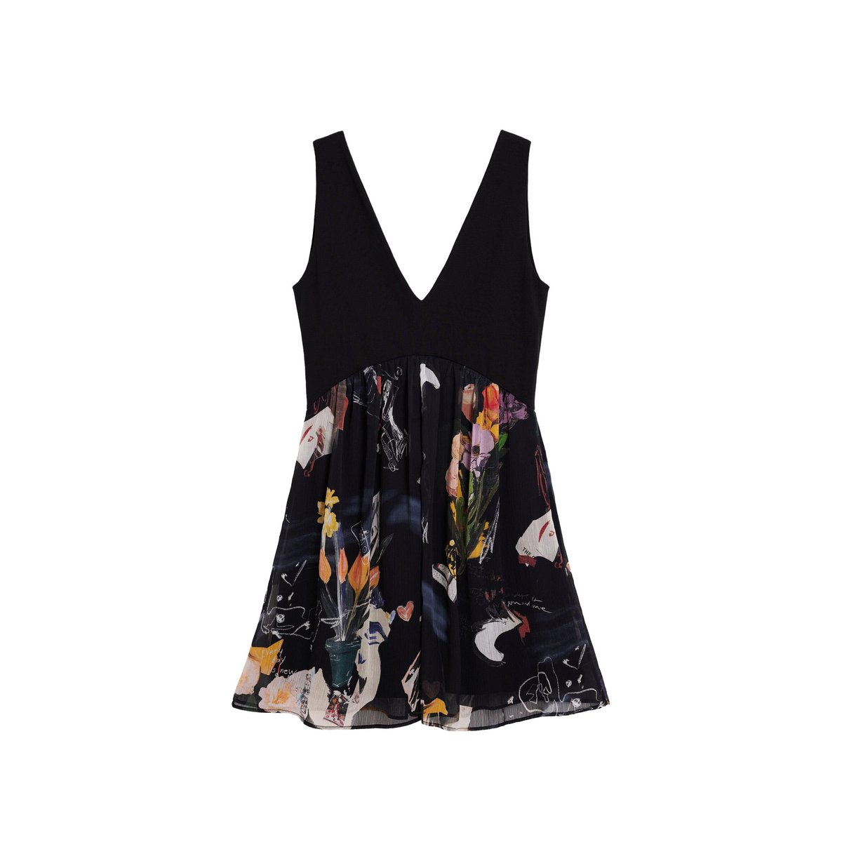 Robe bimatière collage noir, DESIGUAL