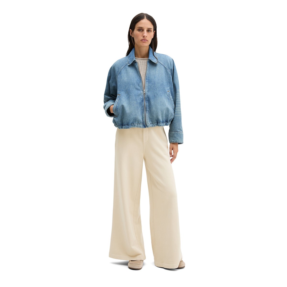 Blouson en jean relaxed en pur coton organique bleu clair, MARC O'POLO