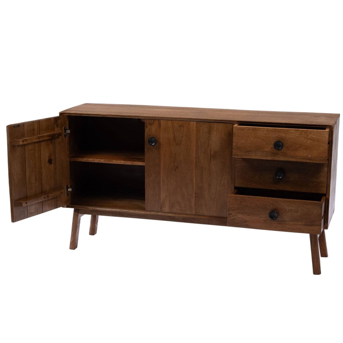 Buffet 2 portes 3 tiroirs en manguier L150 cm Authentique marron, AMADEUS