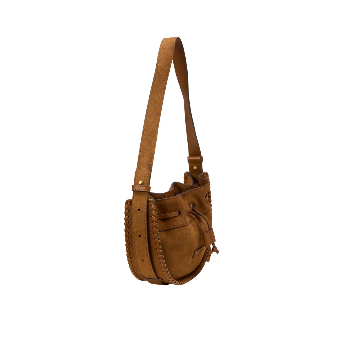 Sac à bandoulière small en cuir velours doux cognac, MARC O'POLO