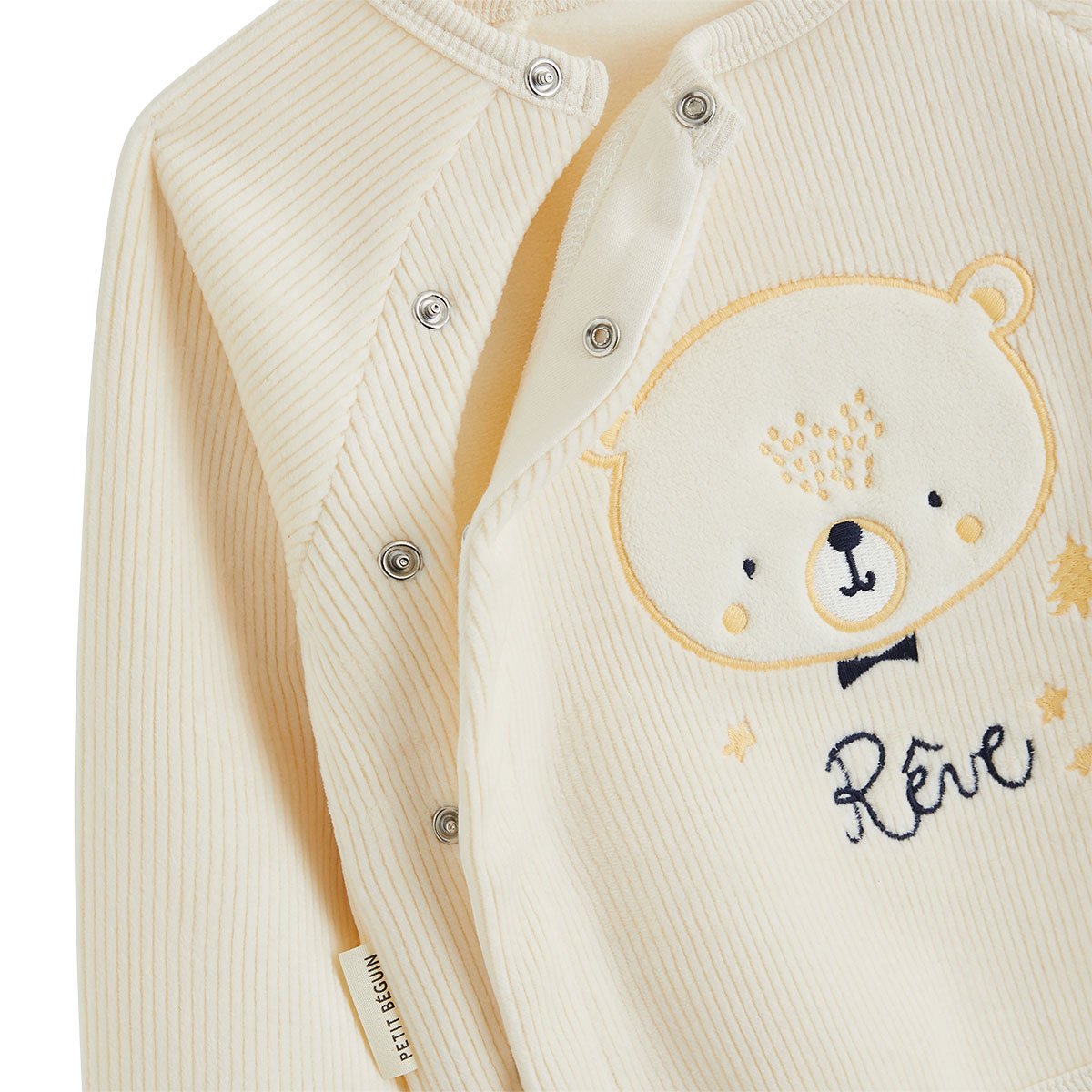 Sweat-shirt bébé en velours Flocon ecru, PETIT BEGUIN