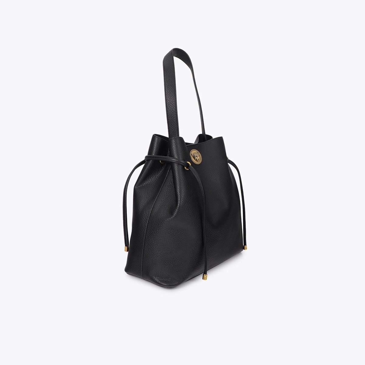 Sac seau à logo métallique noir, LOLA CASADEMUNT