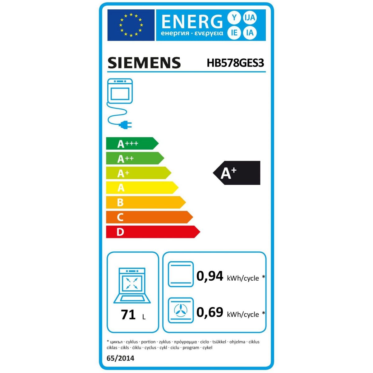 Four encastrable HB578GES3 iQ500 - Pyrolyse ActiveClean, Sonde de Cuisson, CookControl 30 couleur unique, SIEMENS