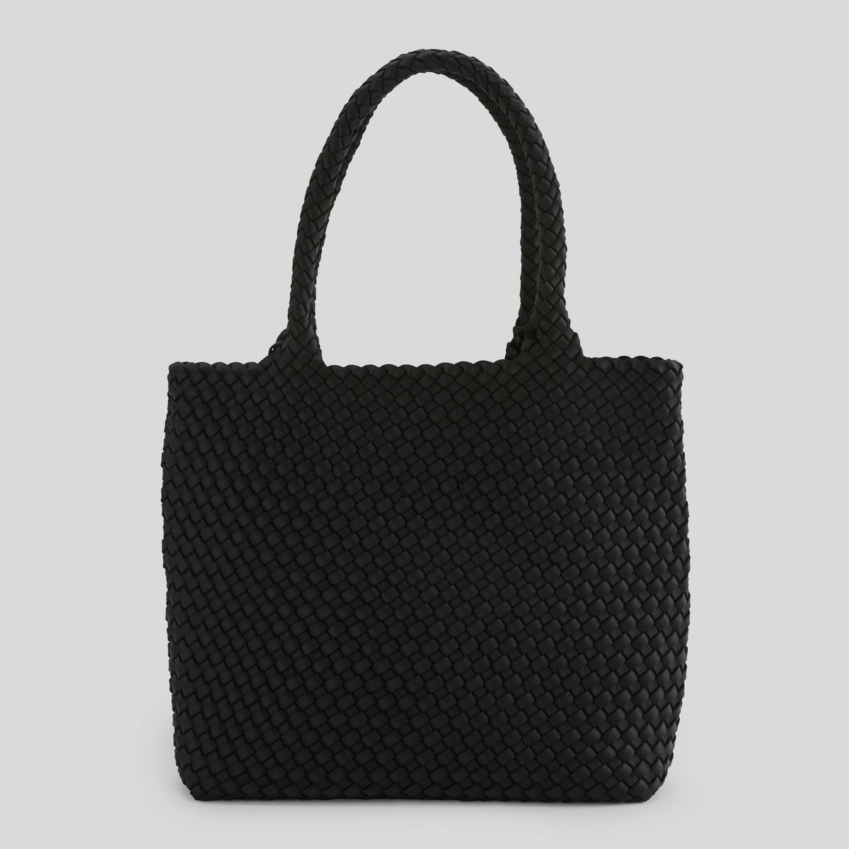 Cabas tressé en tissu noir, MONOPRIX