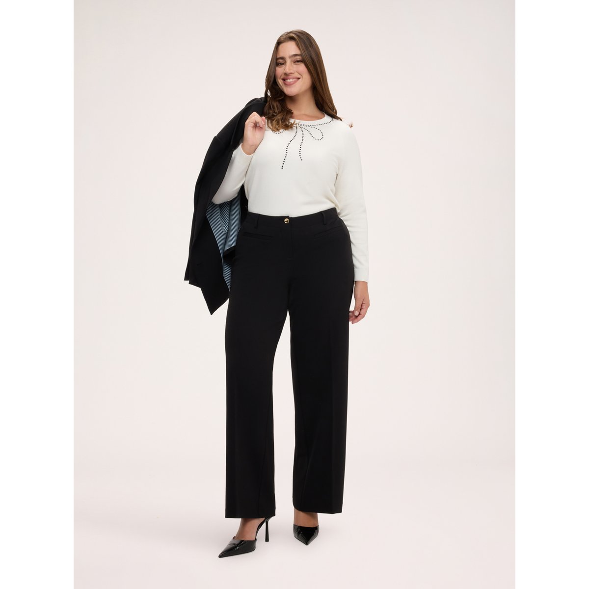 Pull col rond avec nœud blanc, FIORELLA RUBINO