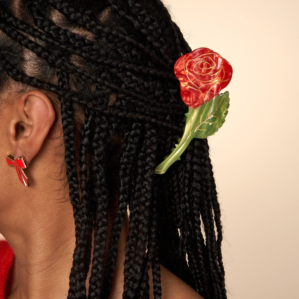 Pince à cheveux ROSE rouge, COUCOU SUZETTE