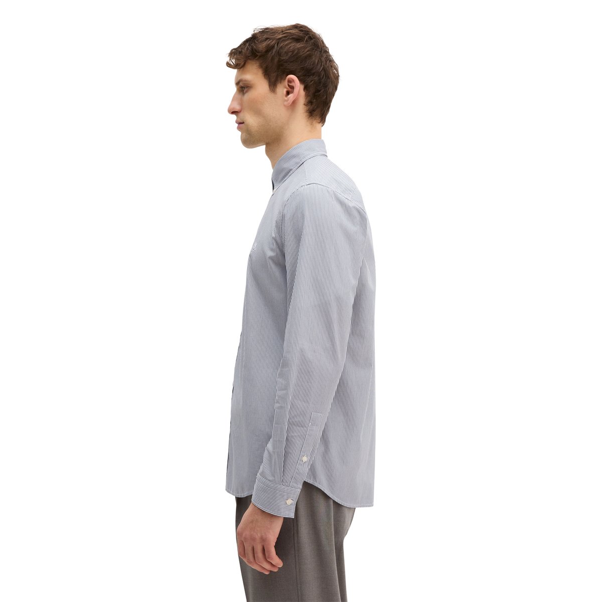 Chemise regular en popeline de coton bio gris, MARC O'POLO