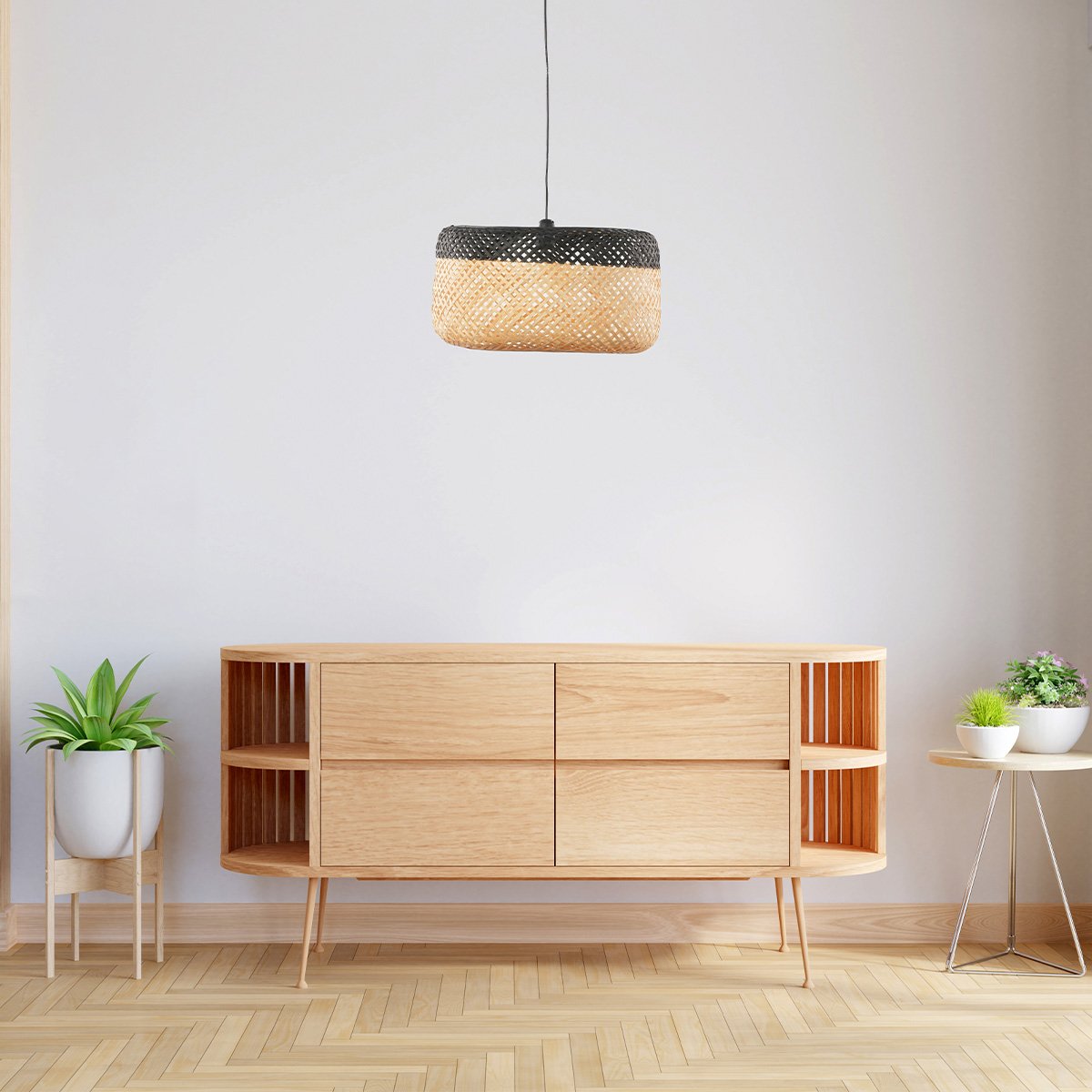 Suspension ronde bambou bicolore v300233, MAISON AUBERTIN