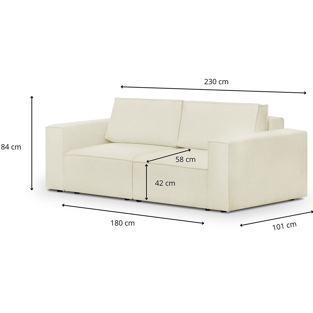 Canapé modulable 3 places en tissu bouclé - Harper Mod beige, HOMIFAB