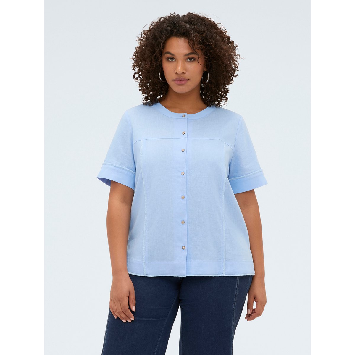 Chemise col rond light - blue, FIORELLA RUBINO
