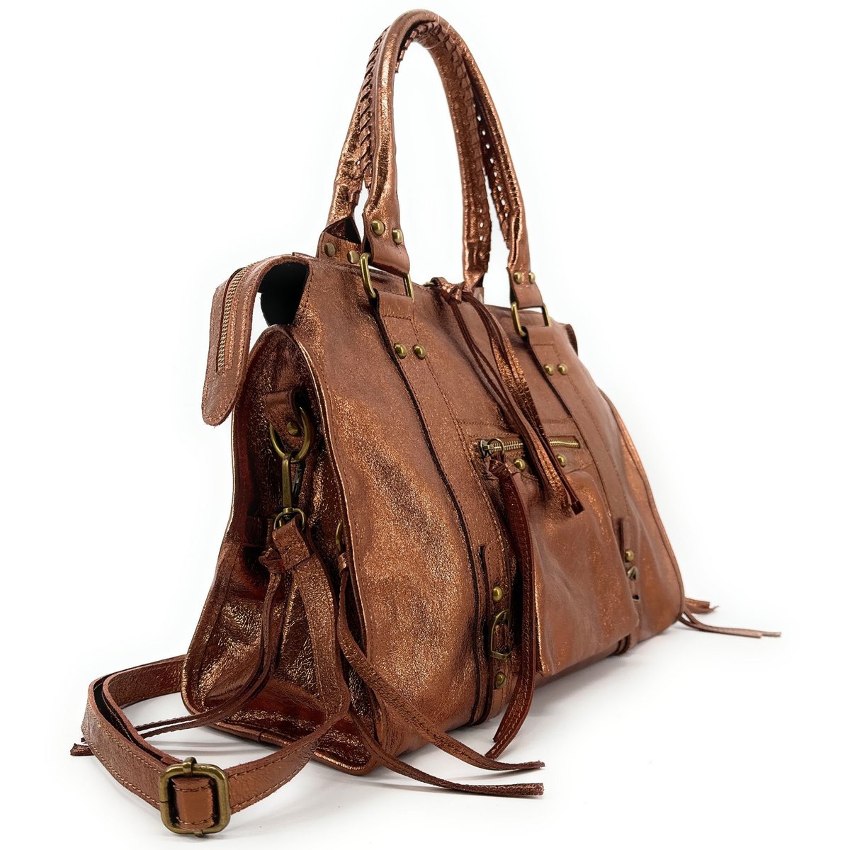 Sac à main en cuir irisé italien SANDSTORM bronze, OH MY BAG