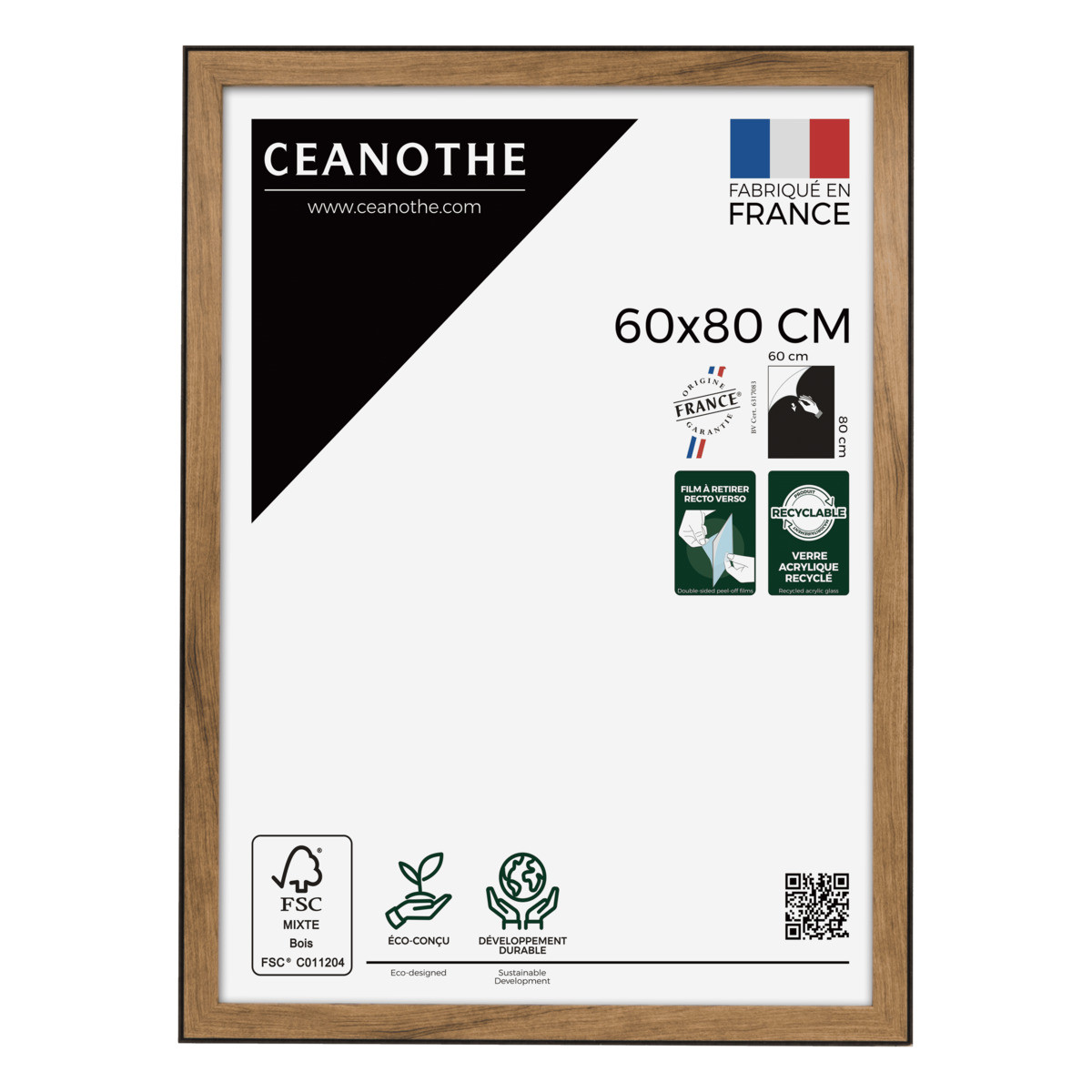 Cadre Photo En Résine Recyclée LOFT marron, CEANOTHE