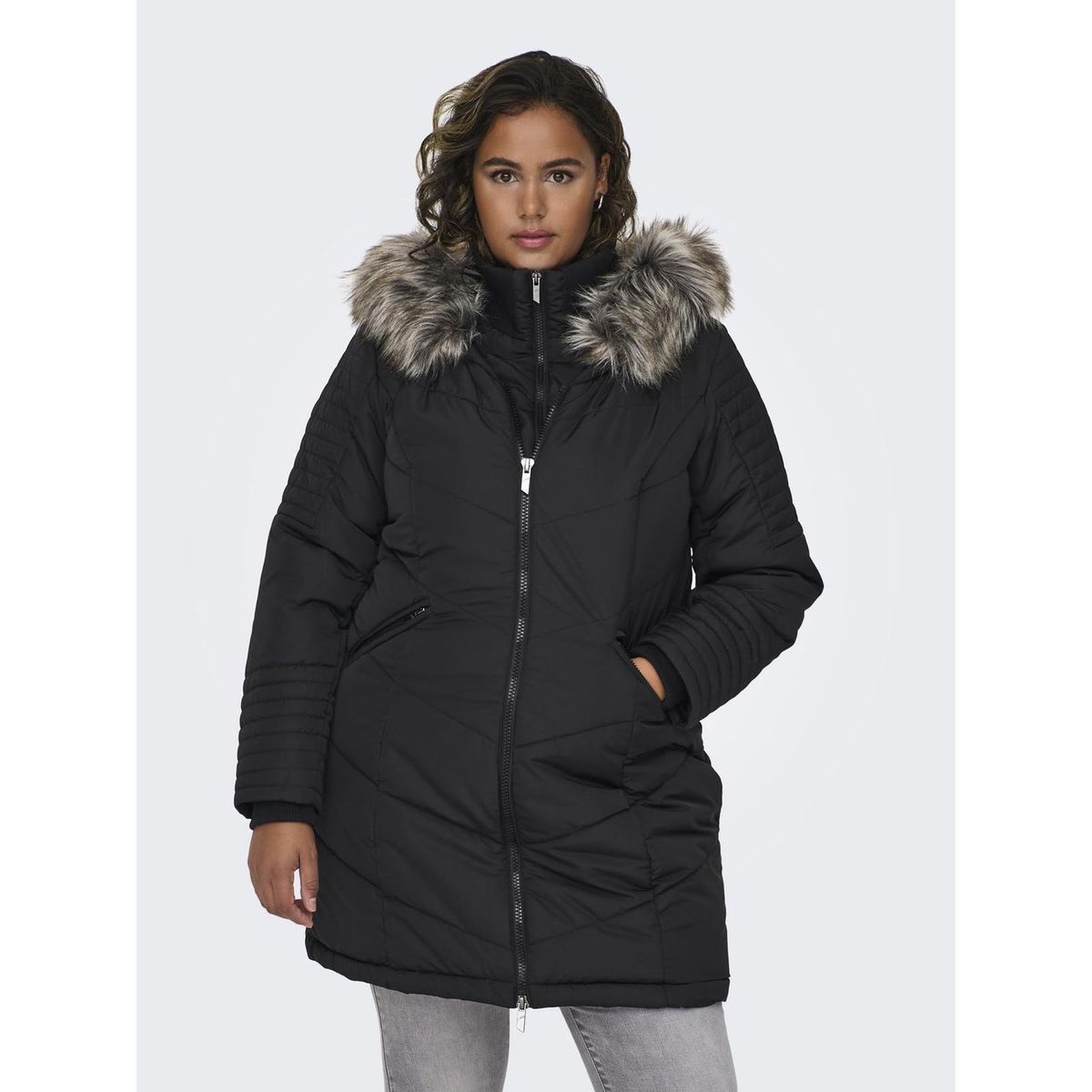 Manteau Manteaux Capuche Poignets côtelés black 1, ONLY