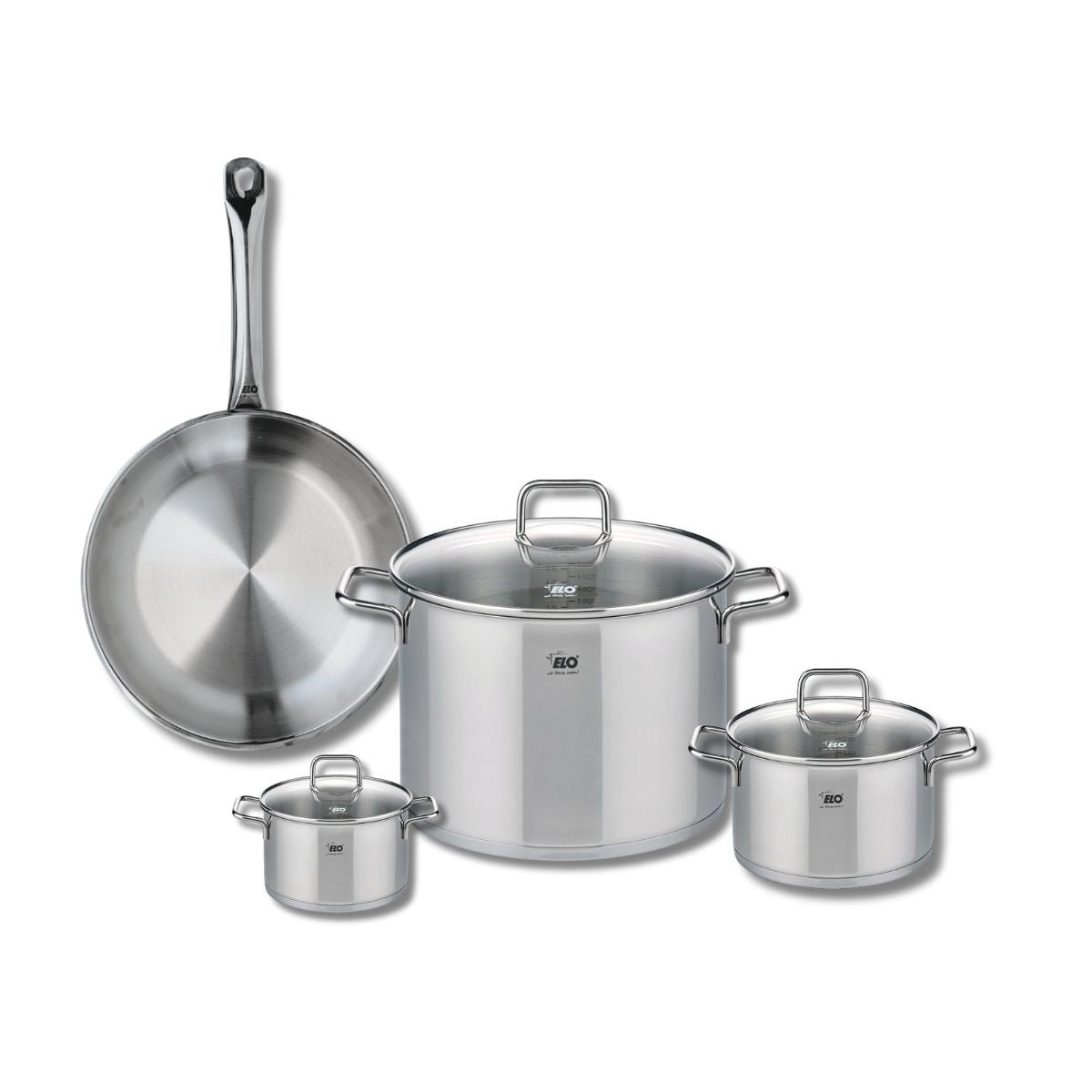 Batterie 1 poêle 28cm + 3 faitouts 12/16/26cm PROFI CITRIN inox, ELO