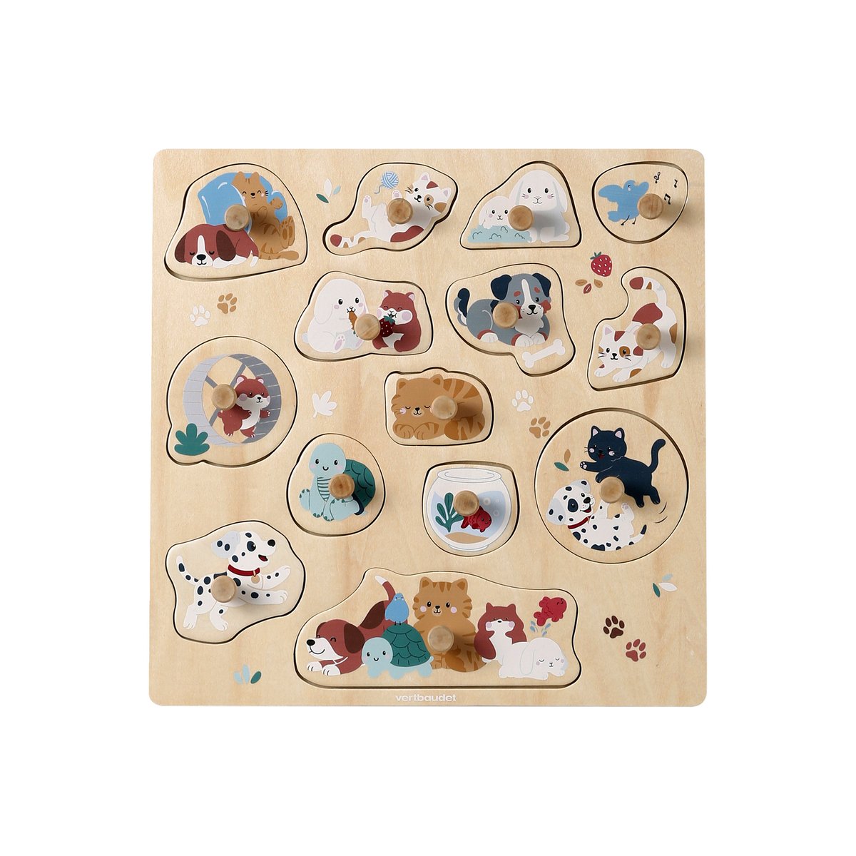Puzzle boutons animaux en bois FSC® marron, VERTBAUDET