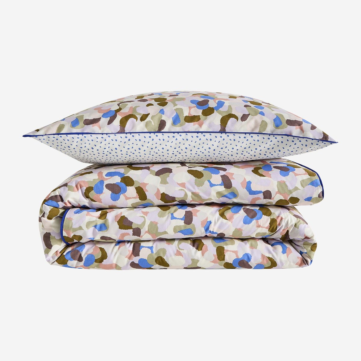 Parure de lit en percale de coton bio AUBIN multicolore, HABITAT
