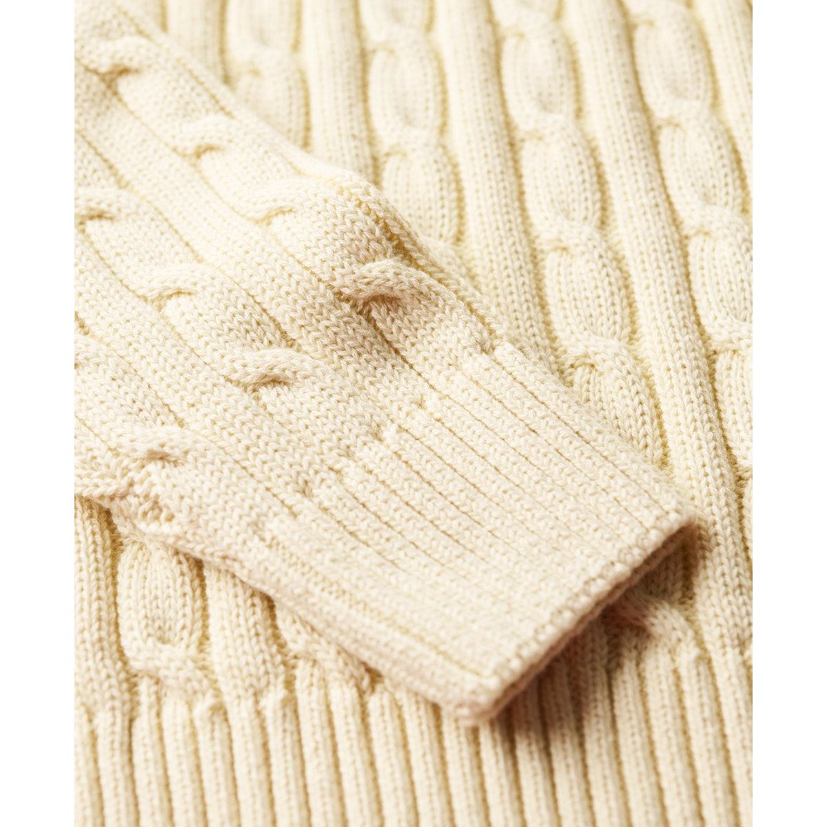Pull à col roulé en maille torsadée décontracté blanc naturel, SUPERDRY