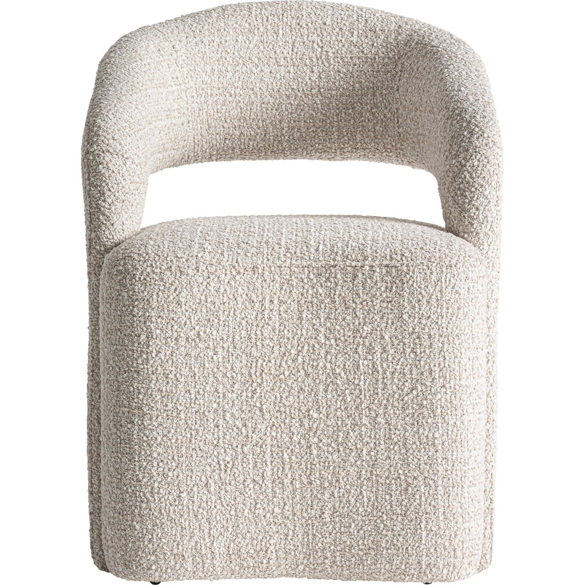 Chaise contemporaine en tissu bouclé crème marbré, RECOLLECTION