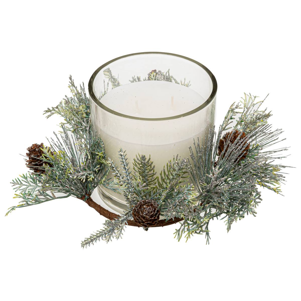 Box de bougie centre de table gm avec feuille 270g rouge, FEERIC LIGHTS & CHRISTMAS