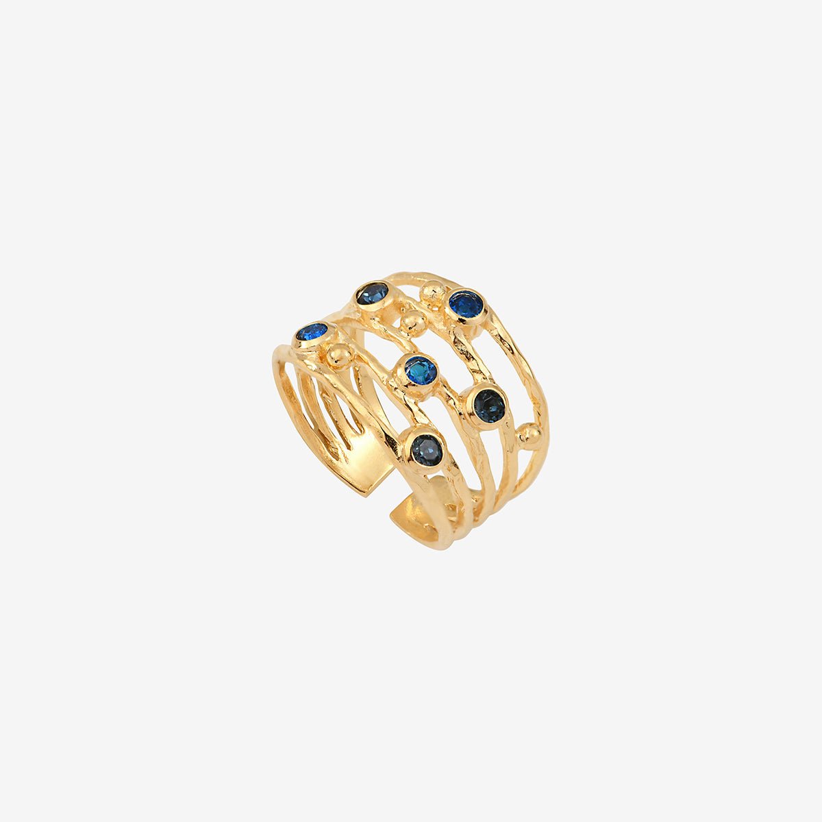 Bague bleu plaquée or - drib deluxe cristal bleu, CAROLINE NAJMAN