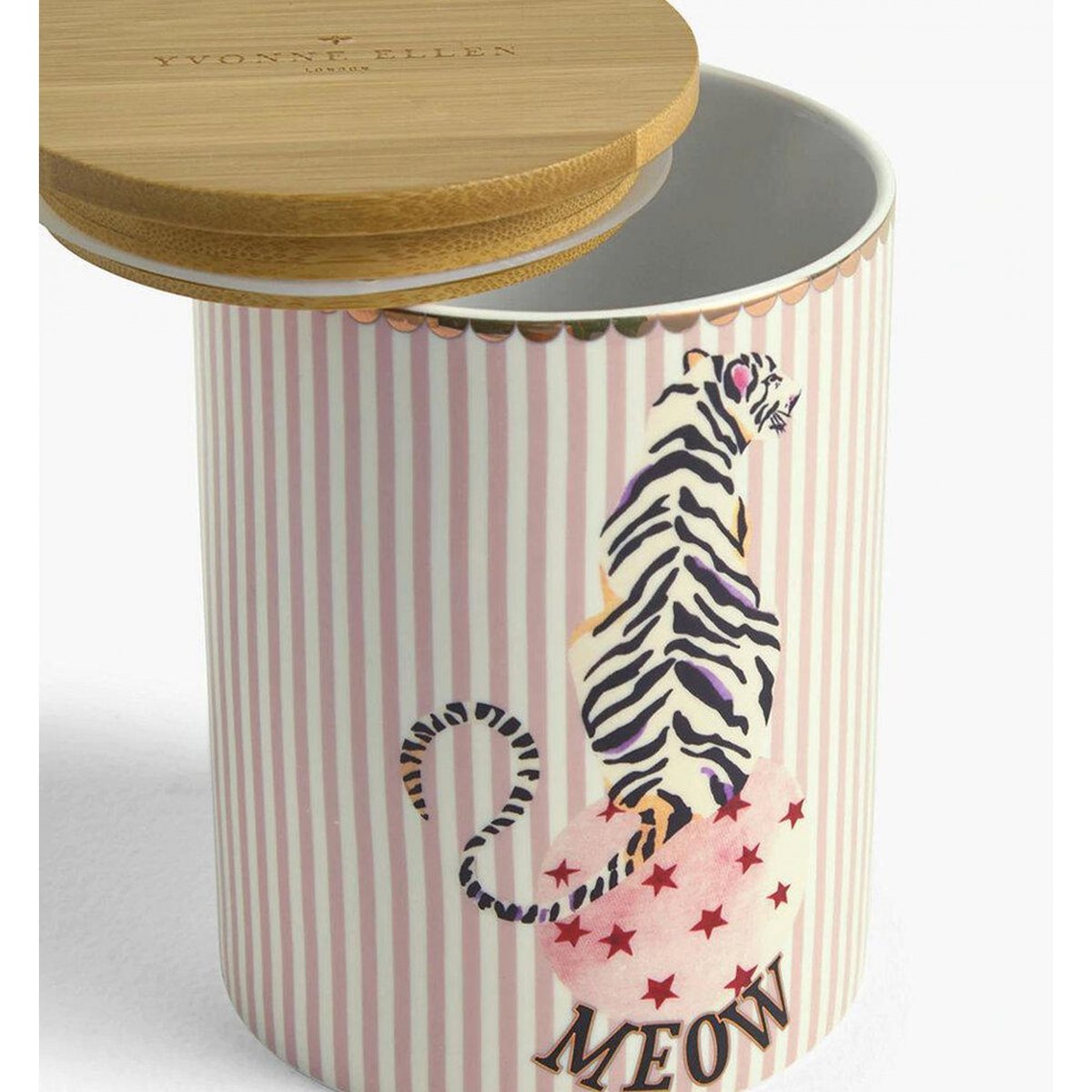 Pot Hermétique Tigre 14 cm multicolor , détails bords dorés, YVONNE ELLEN