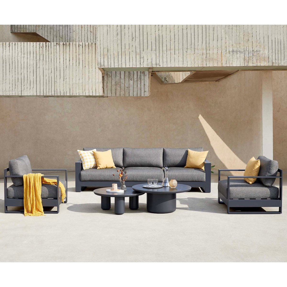 Salon d'angle en aluminium, IRIS BIS gris anthracite, AU JARDIN DE CHLOÉ