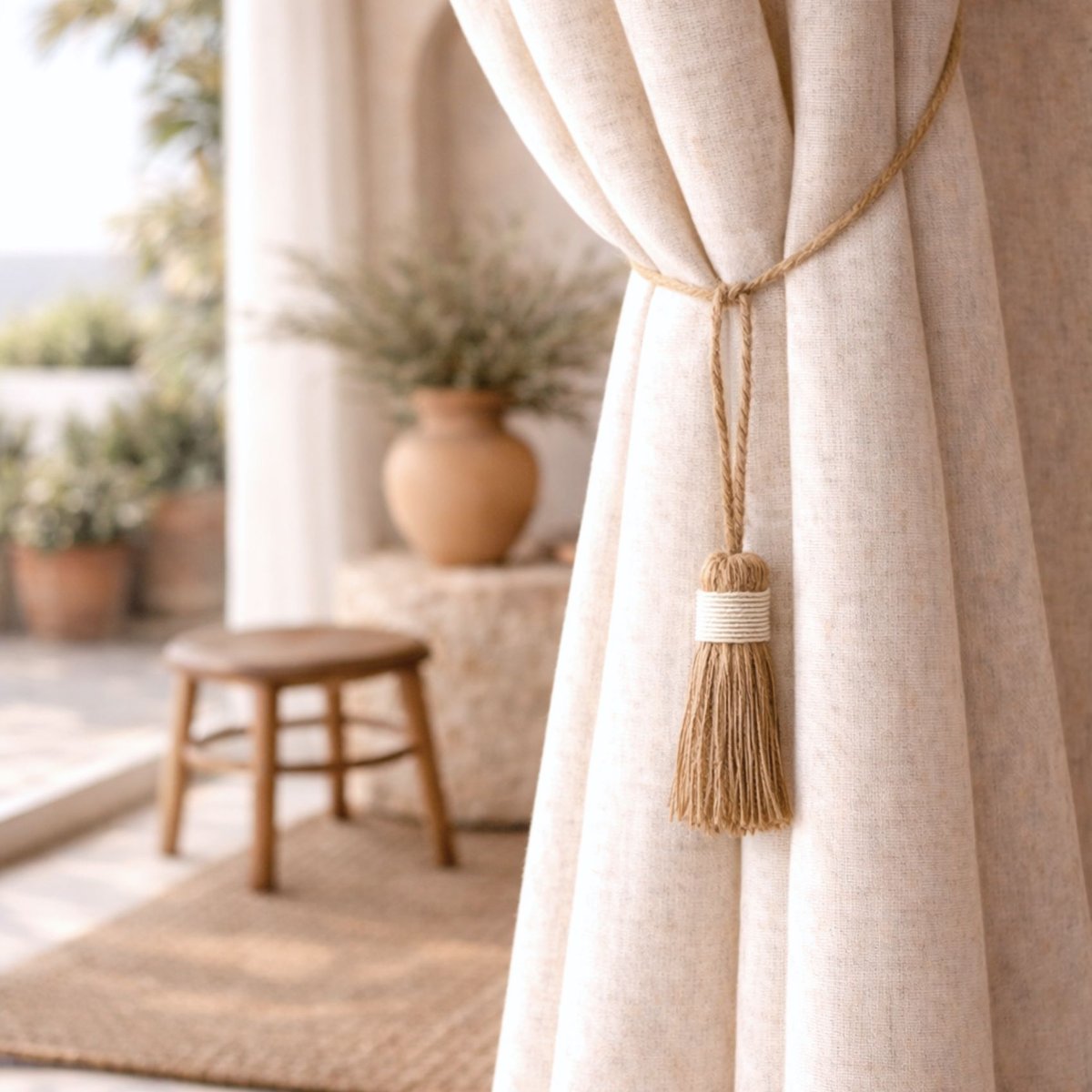 Embrasse pompon naturel -  LOJI blanc, HOME MAISON