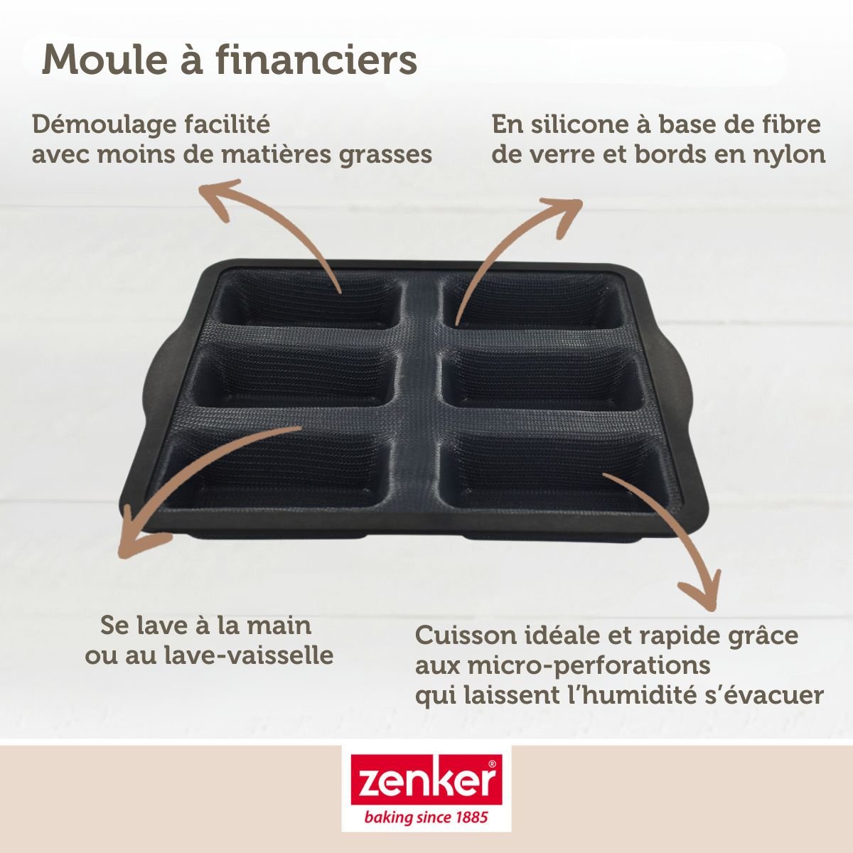 Moule 6 financiers gris,noir, ZENKER