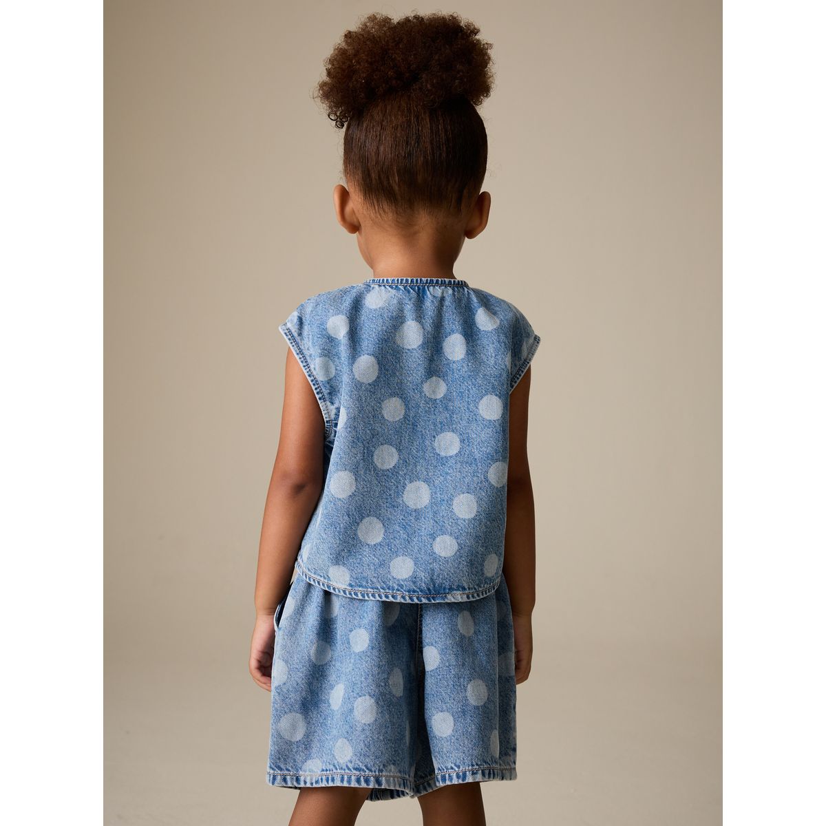 Ensemble gilet et short en jean à pois bleu moyen, NEXT