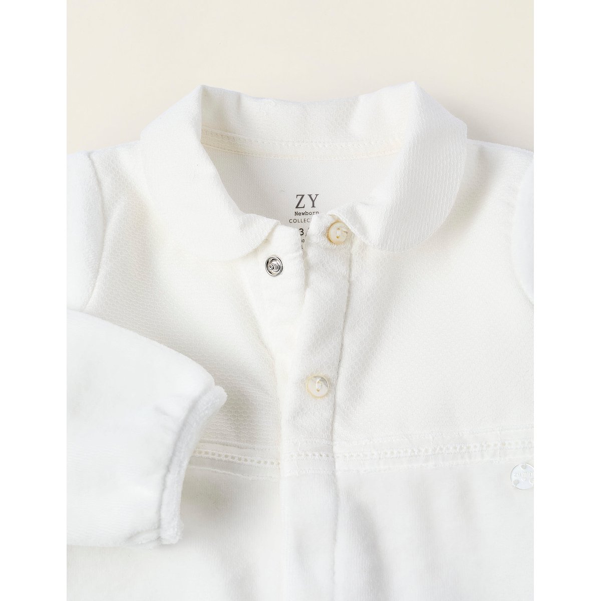 Grenouillère en Velours Texturé blanc, ZIPPY