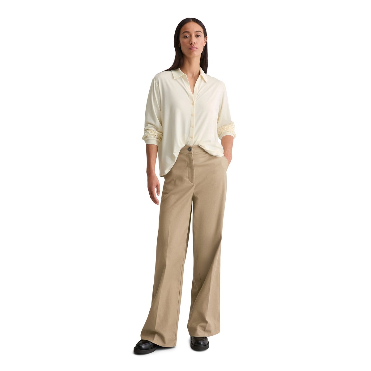 Blouse en jersey loose en LENZING™ ECOVERO™ blanc naturel, MARC O'POLO