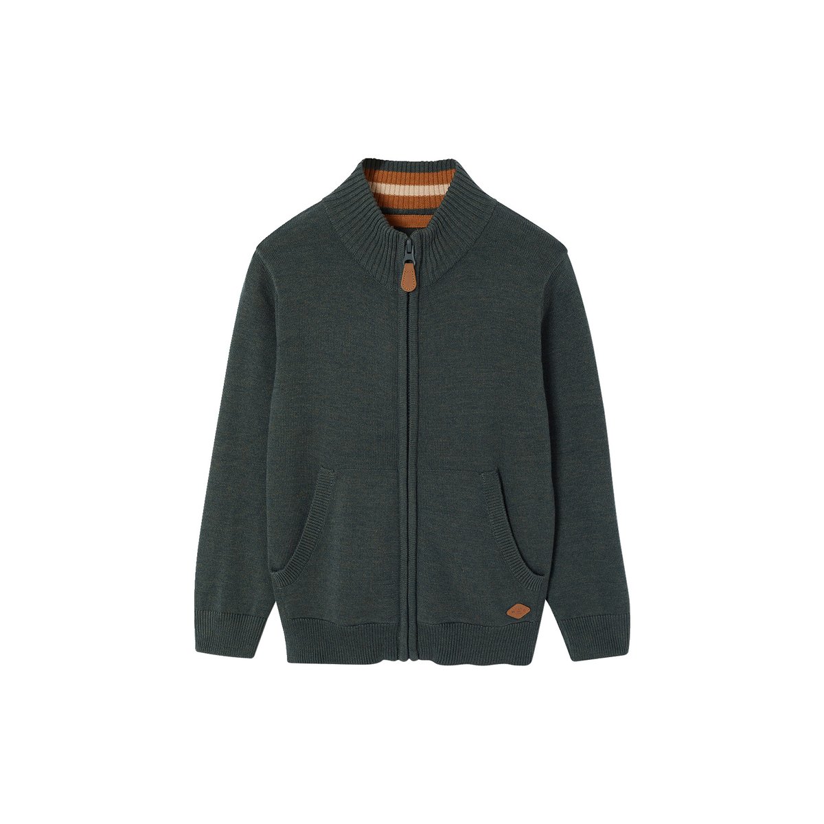 Gilet zippé col montant vert chiné, VERTBAUDET