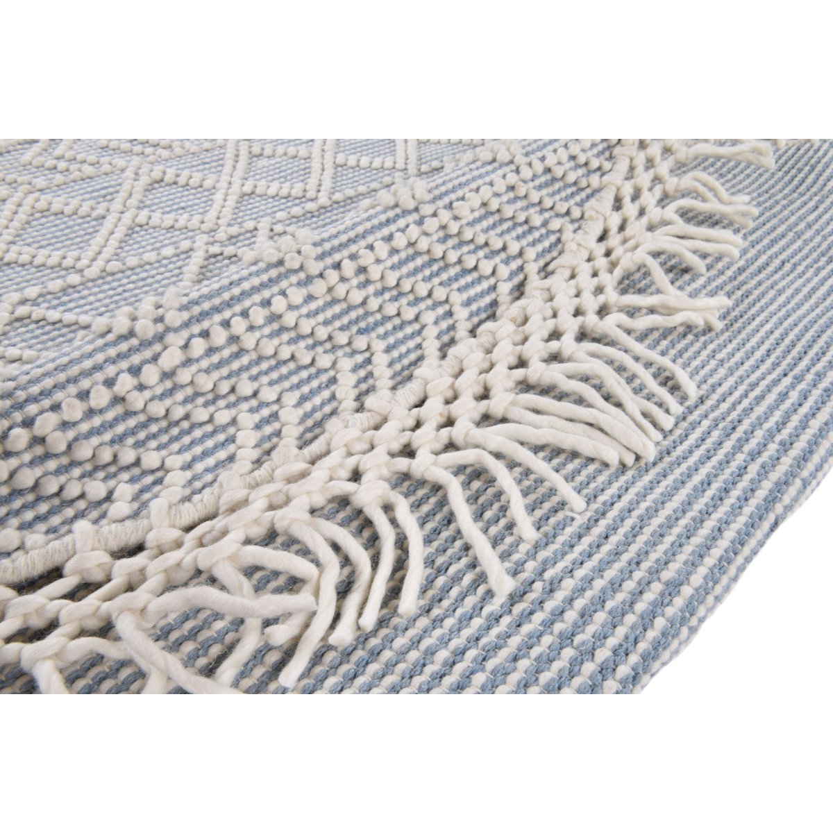 Tapis de salon en style scandinave - COLORED MACRAMÉ bleu, TOM TAILOR