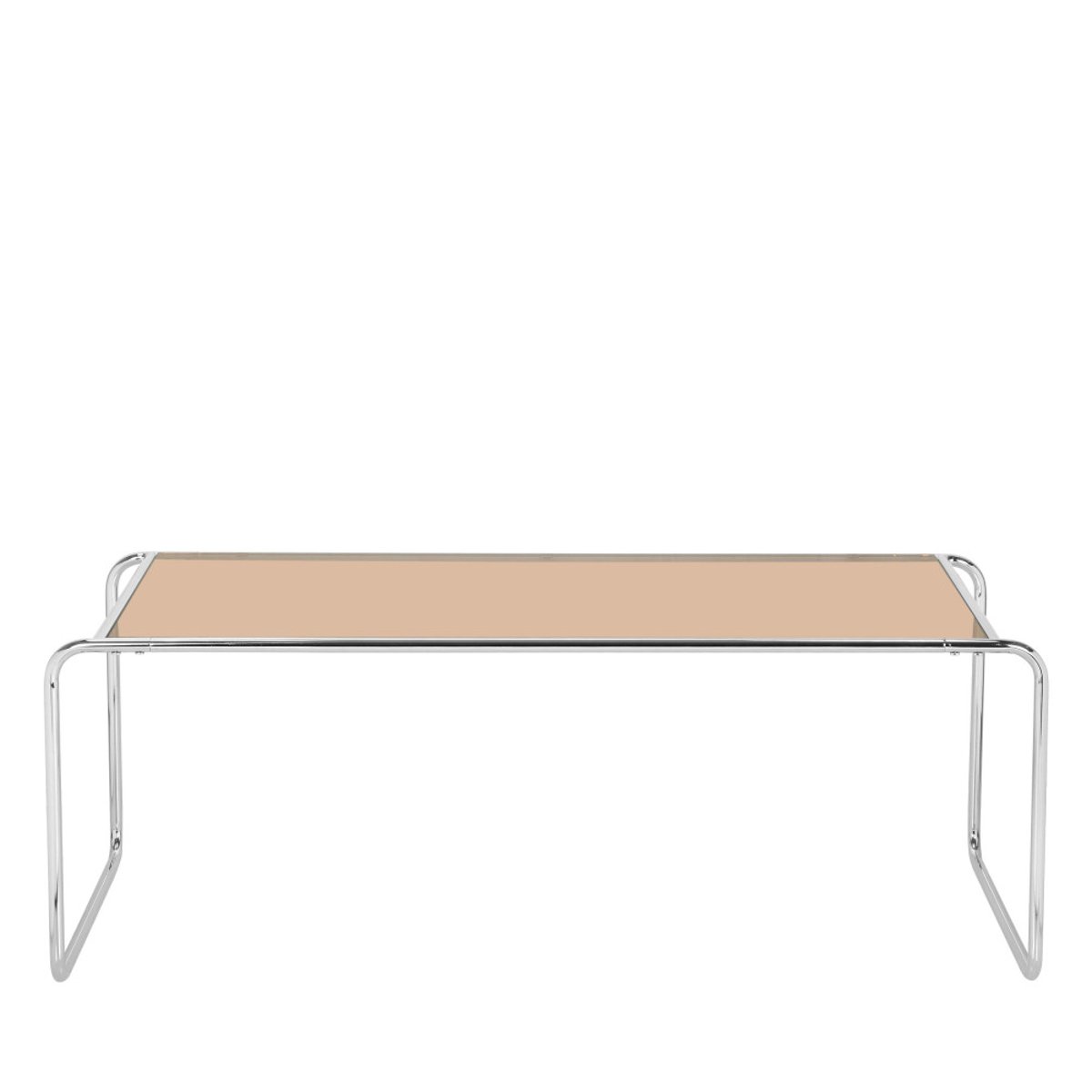 Table basse en verre pieds chrome L110cm- RIKA verre ambré, DRAWER