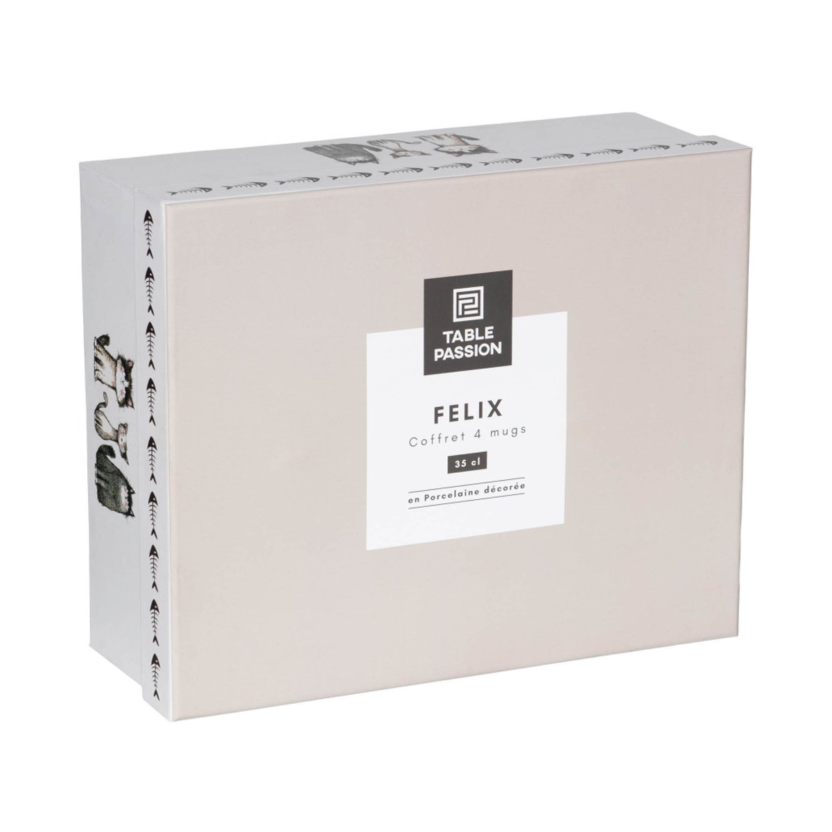 Coffret de 4 mugs Felix 35 cl noir, TABLE PASSION