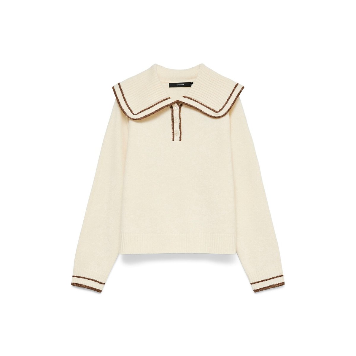 Pull col claudine en grosse maille ecru, VERO MODA