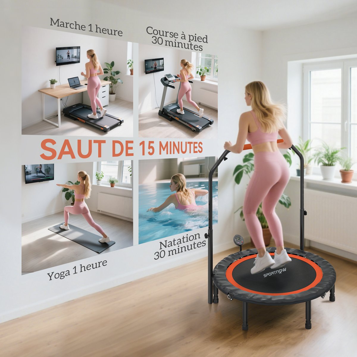 Trampoline de yoga PP Noir noir, HOMCOM
