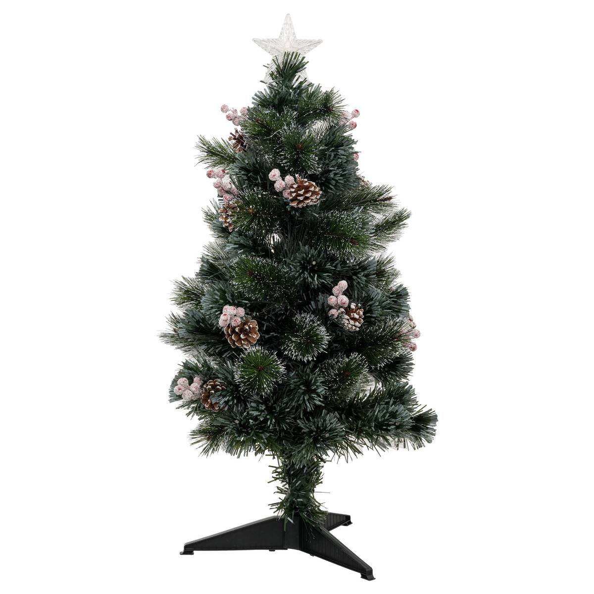 Sapin lumineux fibre optique Sofia 34 LED H90 cm rouge, FEERIC LIGHTS & CHRISTMAS