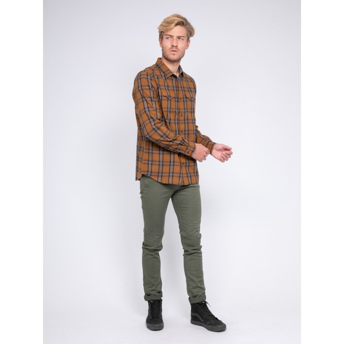 Chemise Manches Longues Carreaux Toriko marron, RITCHIE