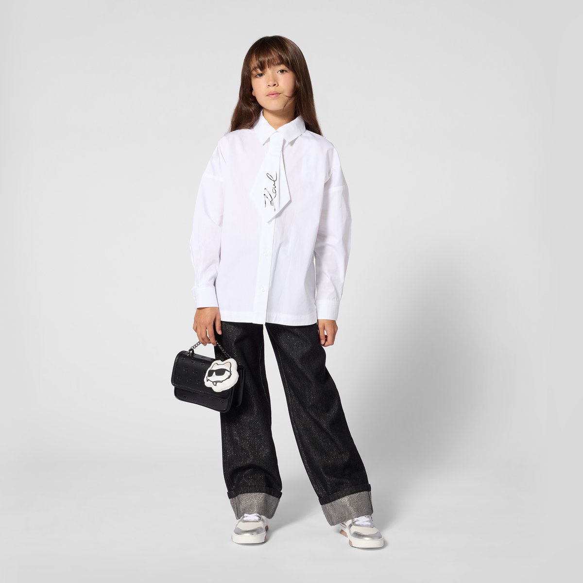 Chemise manches longues blanc, KARL LAGERFELD KIDS