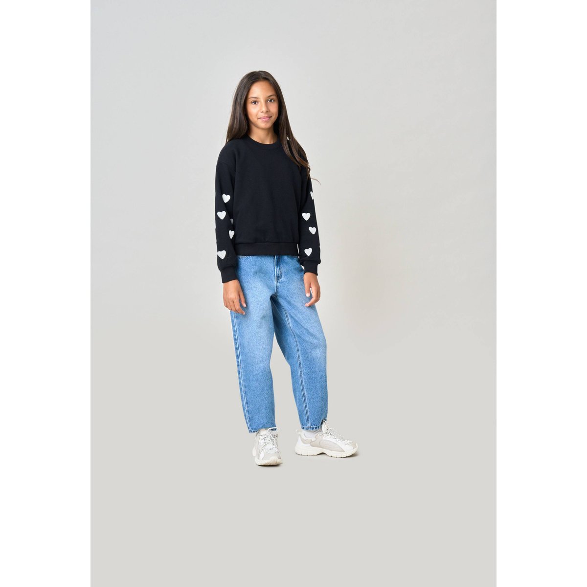 Sweat fille en coton mélangé SARINA black, DEELUXE