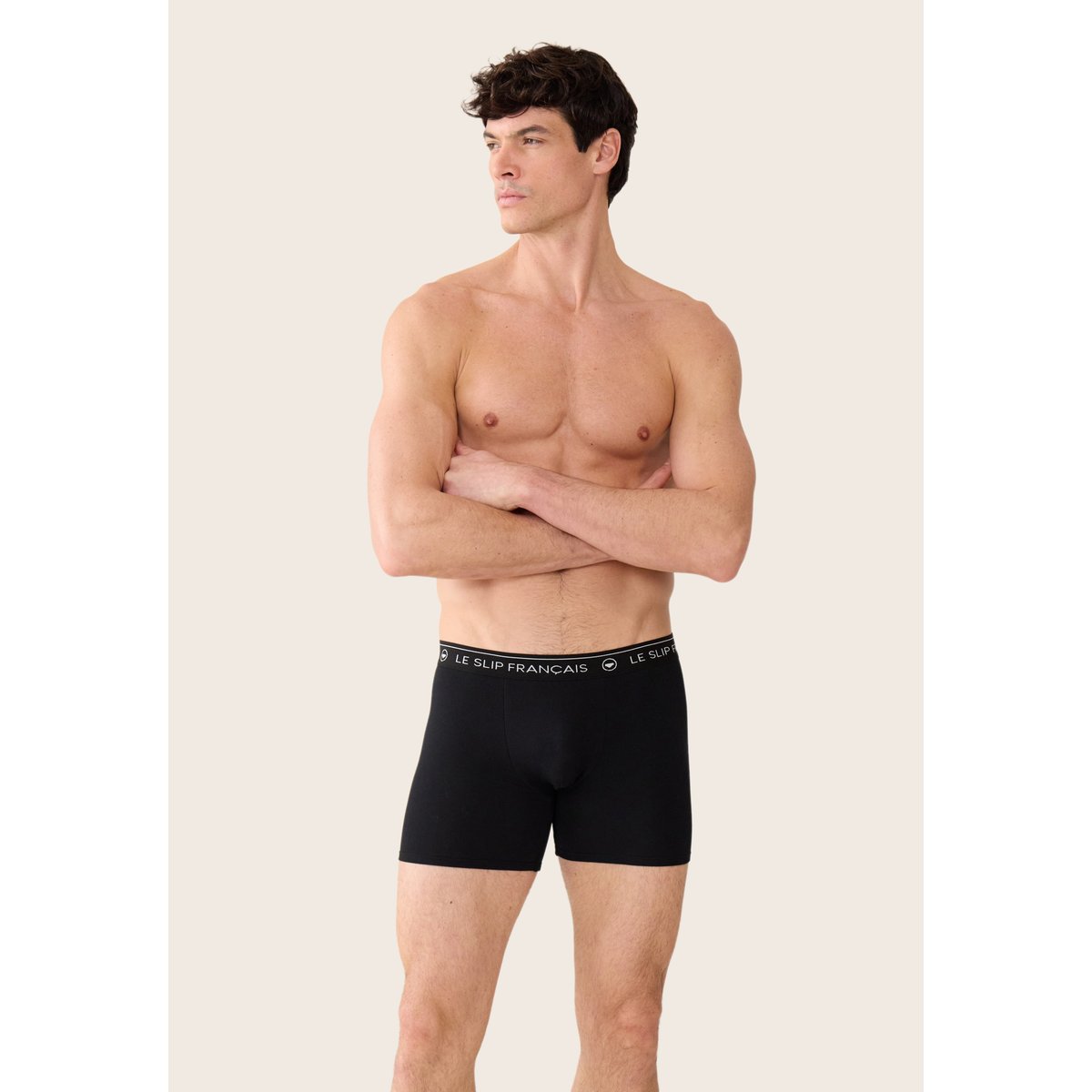 Lot de 5 boxers longs en coton Redoutable marinière marine indigo noir gris chiné, LE SLIP FRANCAIS