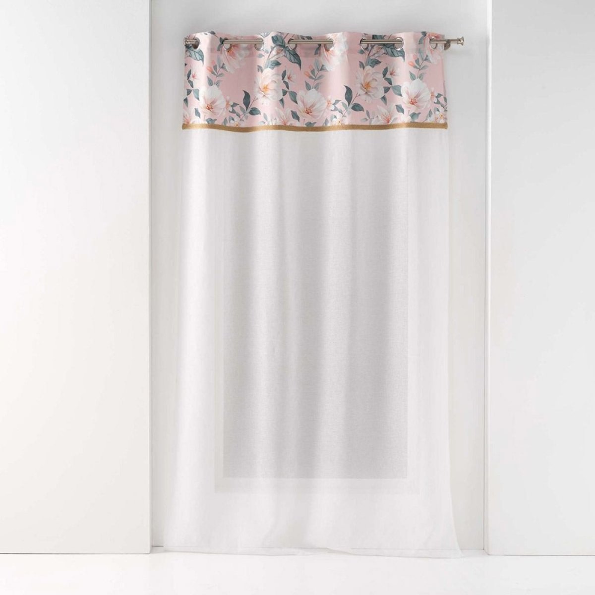 Voilage à œillets 140x240 Sable Top Imprimé Jute Alissia Rose rose, DECORATIE