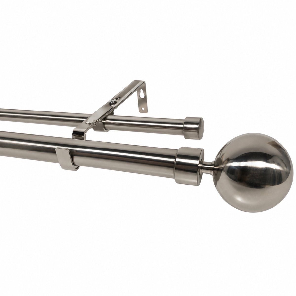 Kit double tringle à rideaux extensible embouts boule D28-19mm argent, MOBOIS