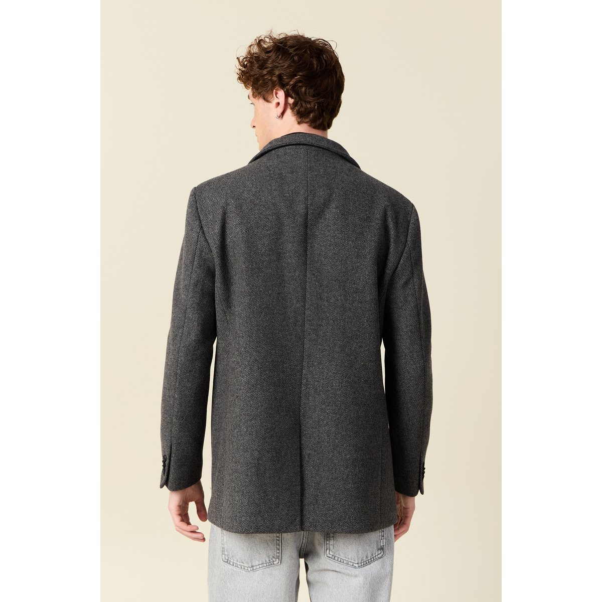 Manteau droit mi-long col montant gris foncé, BONOBO