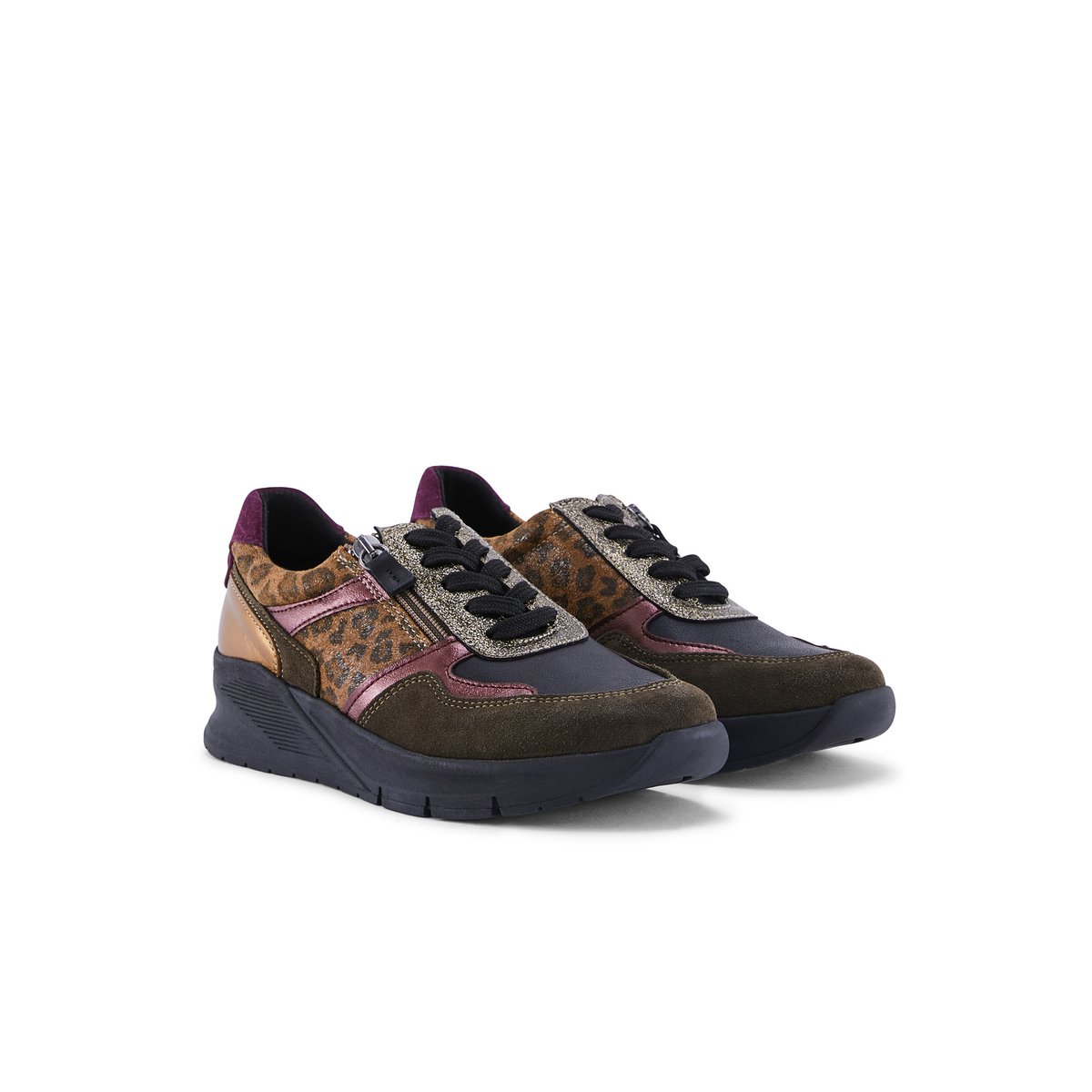 2013965 sneakers à lacets et zip multicolore noir, PEDICONFORT