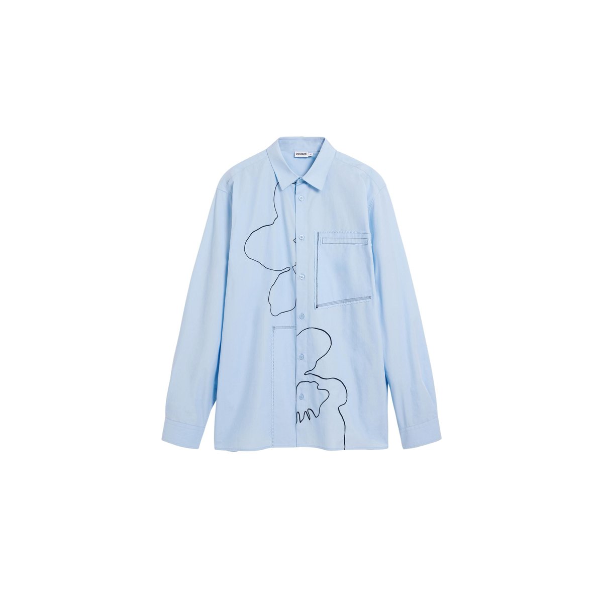 Chemise surpiquée brodée bleu, DESIGUAL