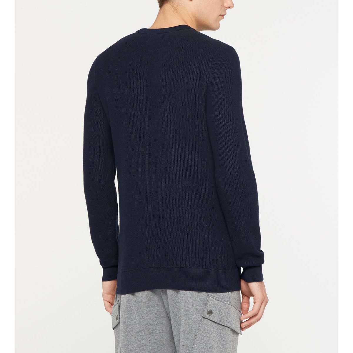Pull droit uni tonron nid d'abeille coton bio bleu marine, GALERIES LAFAYETTE